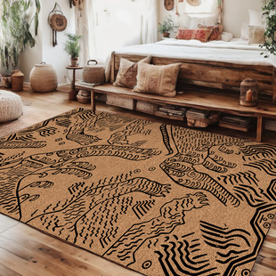 中古风客厅地毯藏式 复古卧室房间满铺地垫 复古民族轻奢高级感法式