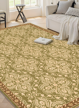 法式复古地毯客厅绿色图腾中古风轻奢高级感卧室大面积满铺家用
