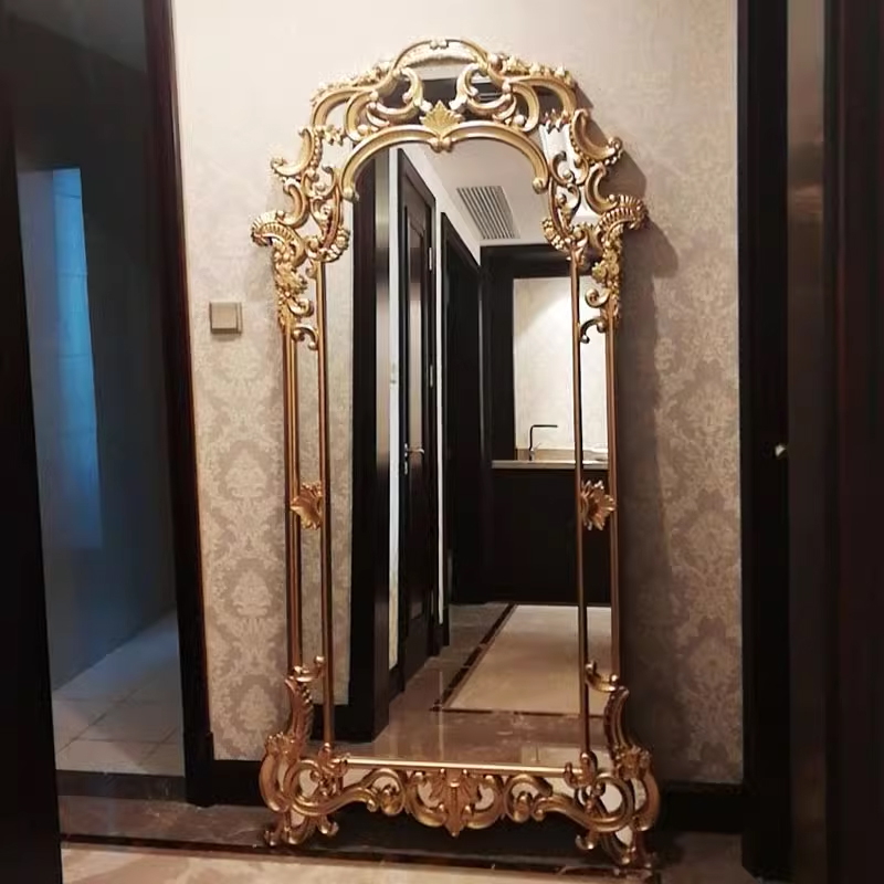 欧式复古美式全身镜落地镜子穿衣镜别墅雕花仿古衣帽间轻奢试衣镜