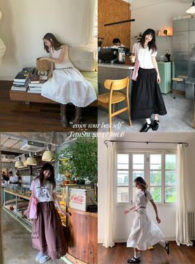 Tetu STUDIO2024SS【折扣6折】“夏日小白裙”慵懒设计感刺绣半裙