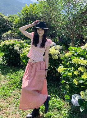 Tetu STUDIO 2025SS 两色大口袋随性流苏100%色织亚麻半裙