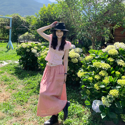 Tetu STUDIO 2025SS 两色大口袋随性流苏100%色织亚麻半裙