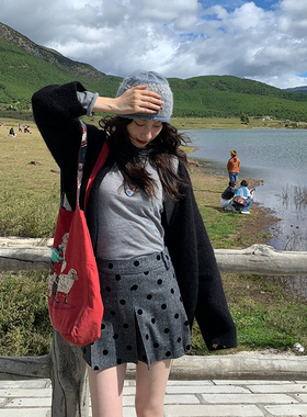 Tetu STUDIO 2025SS 日本进口 编织植绒波点羊毛百褶短裙