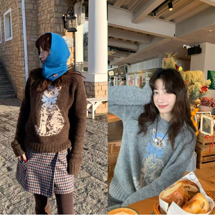 圣诞限定 2025SS 手工设计感羊驼毛猫咪毛衣 STUDIO Tetu