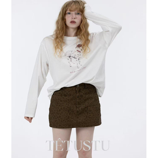 独家原创印花棉质长袖 Tetu 秋日斑点狗 2025SS T恤 STUDIO