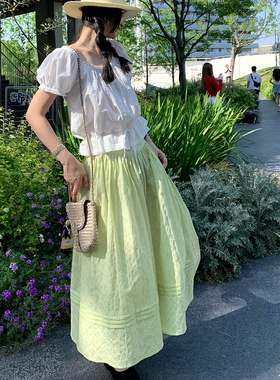 Tetu STUDIO 2025SS “明媚夏日” 古典腰线A字抽褶半裙