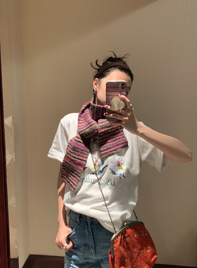 Tetu STUDIO 2023FW 意大利进口针织羊毛彩色围巾冬季氛围感围脖