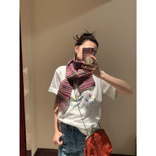 意大利进口针织羊毛彩色围巾