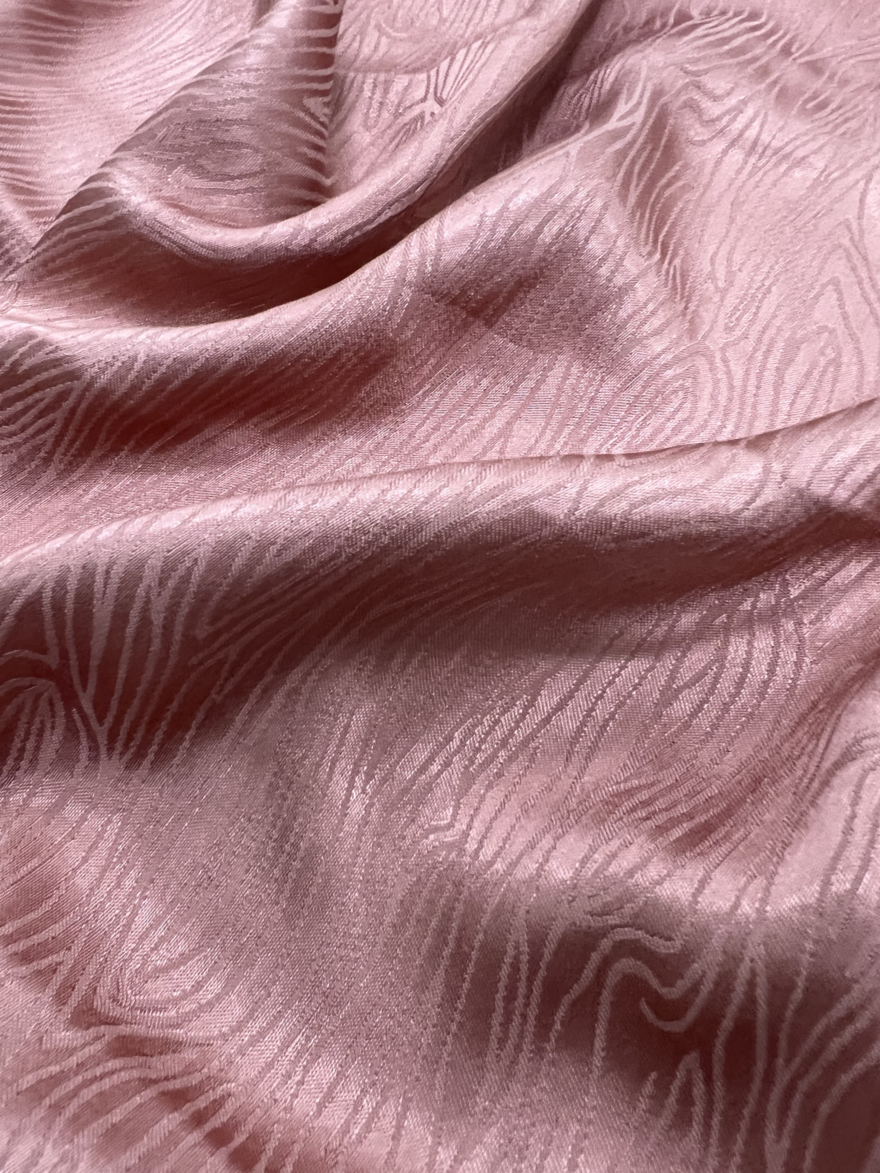 植物醋酸提花布料 缎面仿花罗 纯色棕红水波纹不透柔软新中式面料