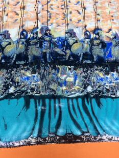 雪纺印花汉服马面布料 微透定位花古代人物图案连衣裙上衣面料