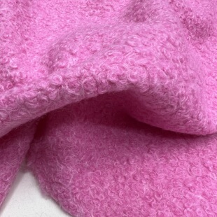 仿毛圈圈布料 布头2.1米 薄昵料亮粉外套里布服装手工面料