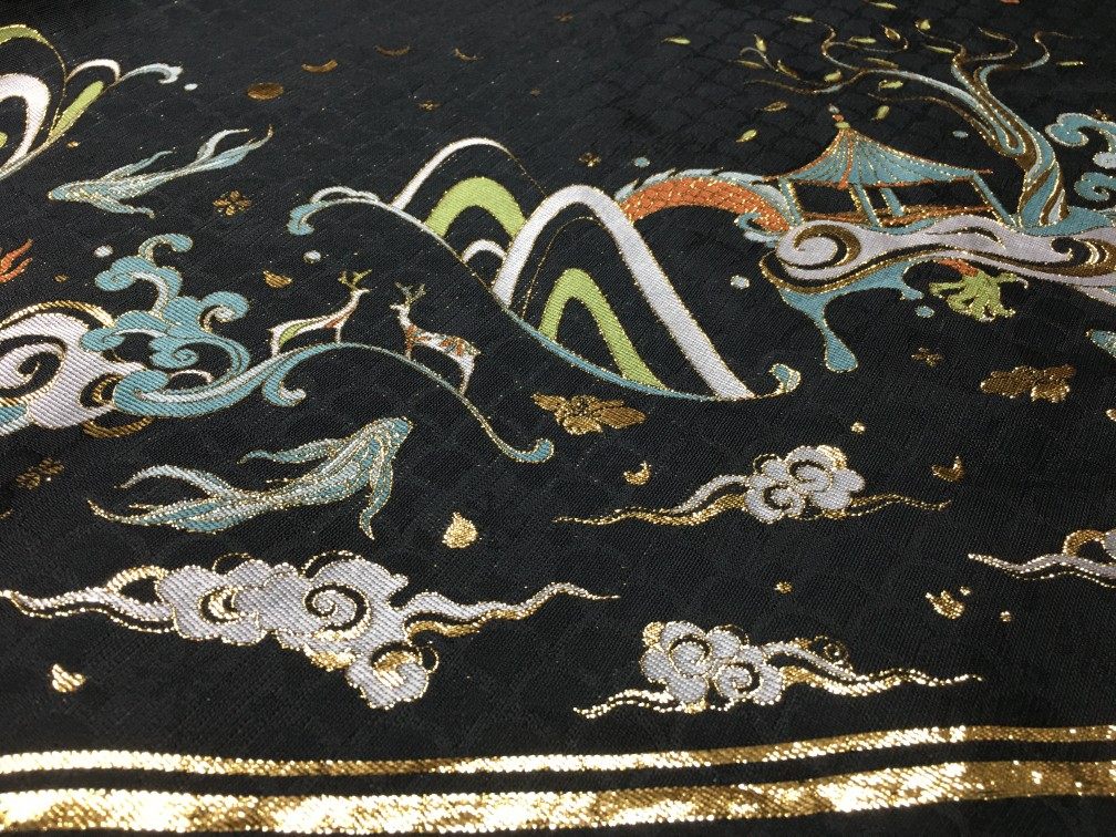 汉服马面裙布料 提花织金国风面料diy布料