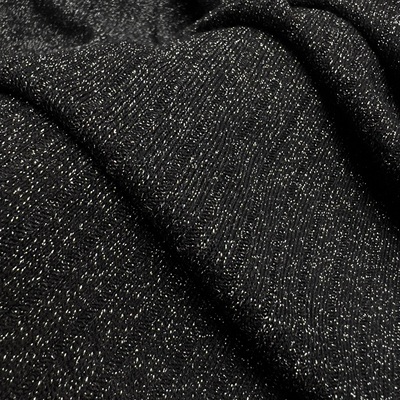 进口针织亮丝面料黑色星空银丝亮闪柔软弹力打底上衣时装服装面料