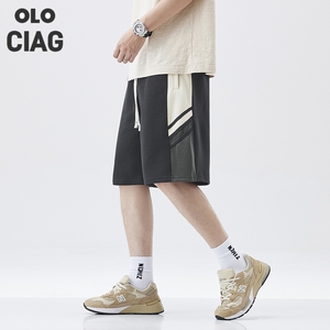 CIAG新款运动休闲男士短裤夏季宽松潮牌拼接拼色百搭五分裤中裤子