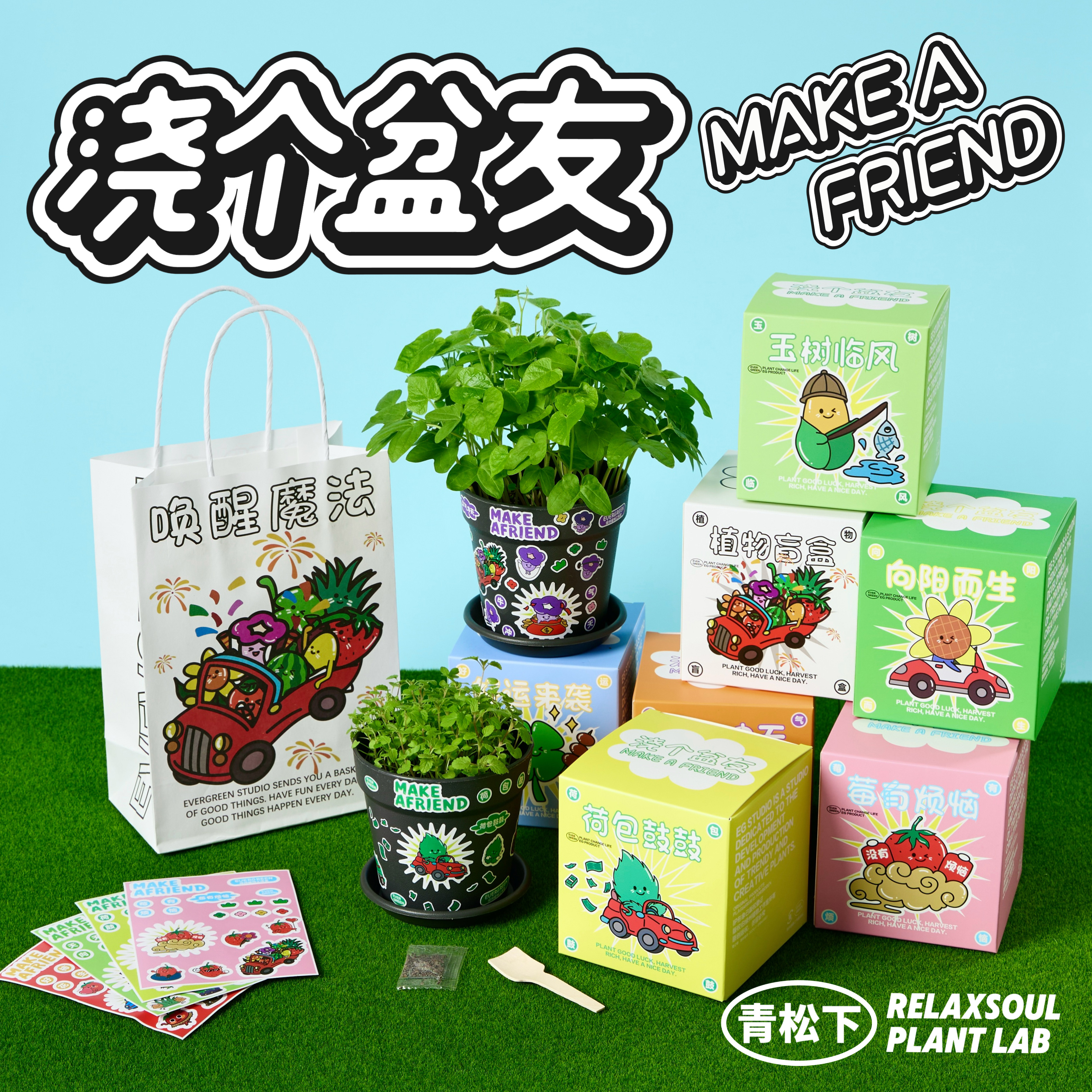 青松下-浇个盆友DIY种植小盆栽向日葵草莓种子绿植幼儿园公司礼物