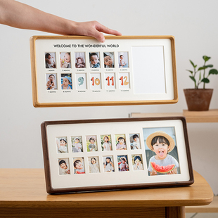 宝宝周岁礼物手足印一岁一礼脚印纪念12个月成长记录证件照相框