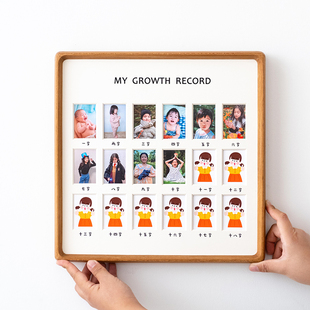 校园毕业纪念儿童成长记录证件照相框宝宝入园照1寸2寸实木摆台