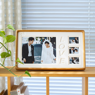 520礼物送女友告白实木相框结婚纪念婚纱全家福挂墙儿童成长摆台