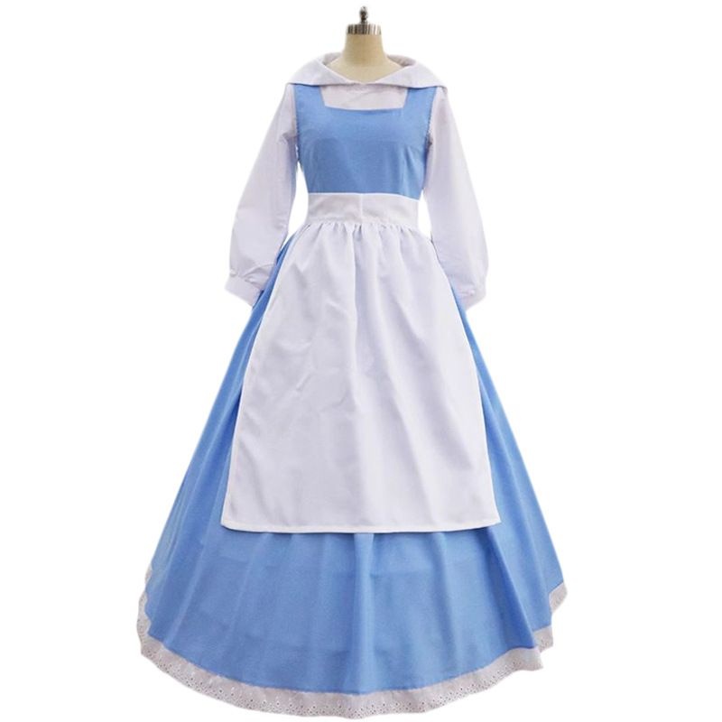 万圣节现货白雪公主灰姑娘女佣裙cospy动画版美女与野兽贝儿裙