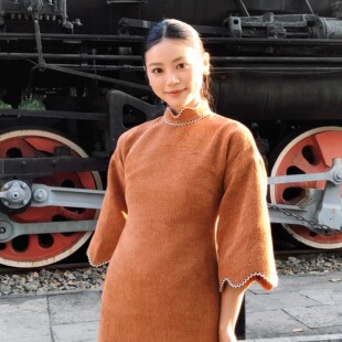 [顺丰] 十六祯「杏核儿」花瓣筒子领倒大袖 秋冬旗袍