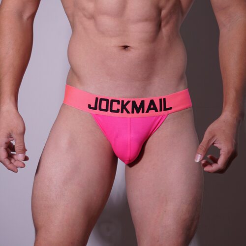JOCKMAIL 潮牌男士内裤U凸囊袋荧光性感双丁裤网孔运动丁字裤男