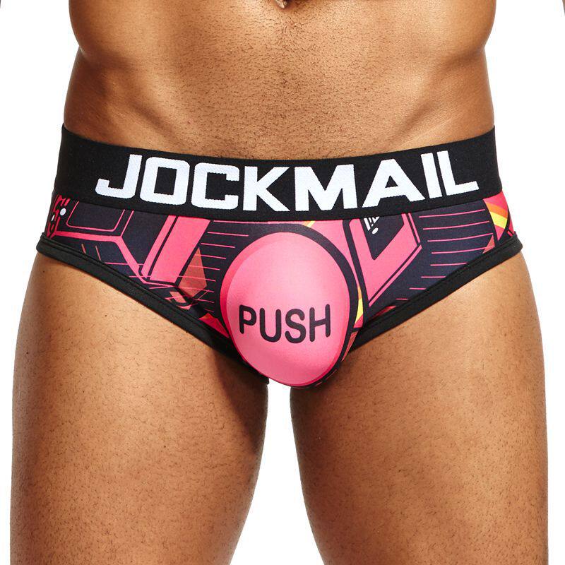JOCKMAIL 潮牌男士内裤超薄印花个性宽边低腰锦纶青年三角裤男