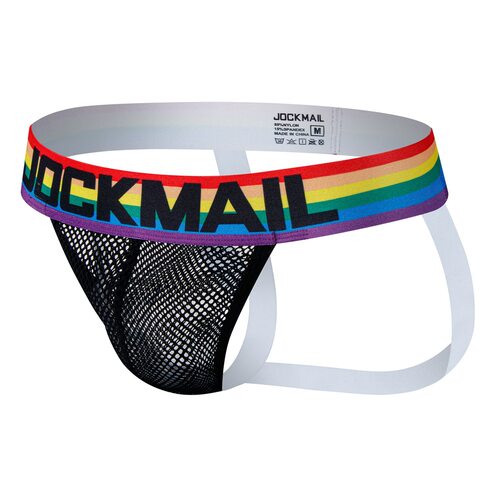 JOCKMAIL 男士内裤U凸囊袋性感丁字裤彩虹网孔透视提臀双丁裤男