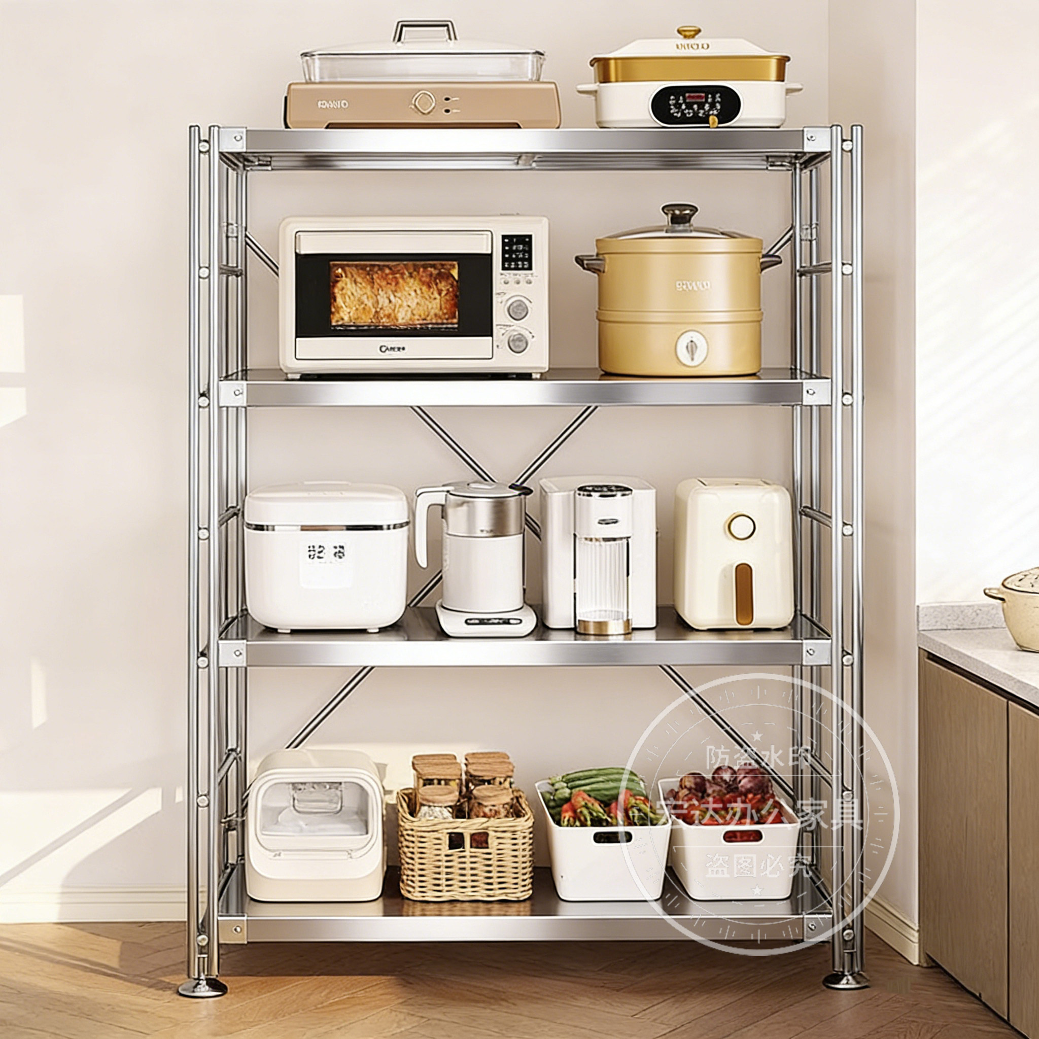 不锈钢置物架货架多层落地厨房微波炉收纳架仓库储物架阳台展示架,商业/办公家具,置物架/陈列架/储物架/展示架,淘宝优惠券,粉丝福利购,淘宝优惠卷
