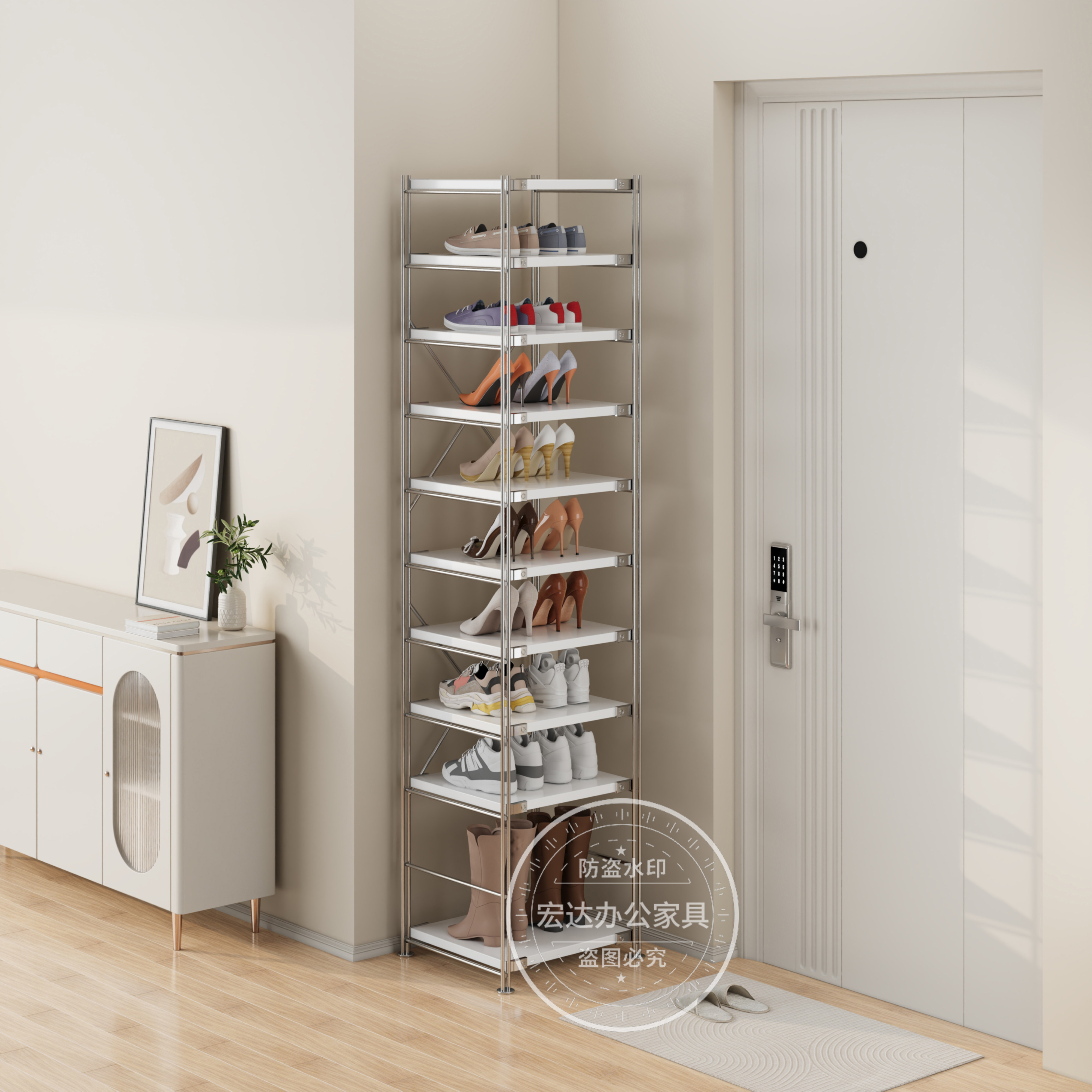 日式多层鞋架窄缝储物架可调节置物架落地玄关室内开放式靠墙鞋柜,住宅家具,鞋架,淘宝优惠券,粉丝福利购,淘宝优惠卷