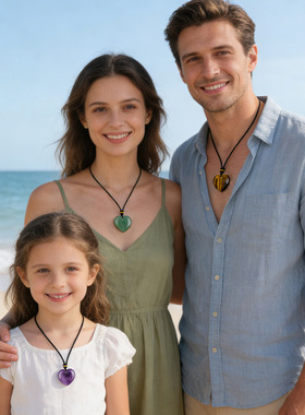 30mm天然水晶心形爱心项链挂坠