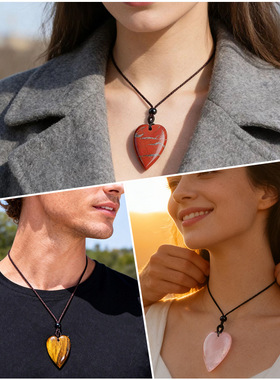 天然水晶40mm爱心项链