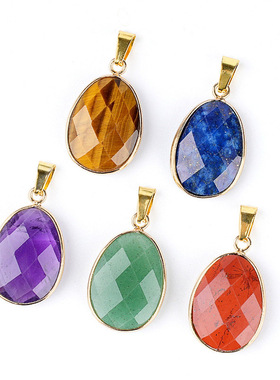 17x20mm天然水晶切面椭圆形吊坠