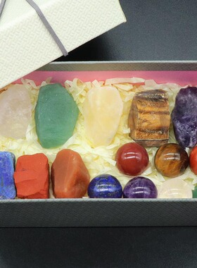 chakela 圆球原石套装 七彩石水晶石礼盒查克拉圣诞节礼物套装