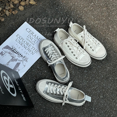 ido早春真皮平底百搭小白鞋女