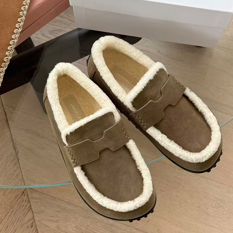 诗歌兰真皮加绒勃肯鞋厚底棉鞋