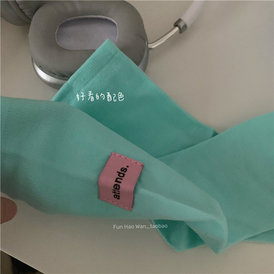 好看的配色~无骨袜头 氤氲绿配小粉标/芥末森林 女袜纯色基础厚度