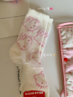 可爱软软～奶fufu的kitty 暖暖冬日 保暖毛绒袜 睡眠袜女