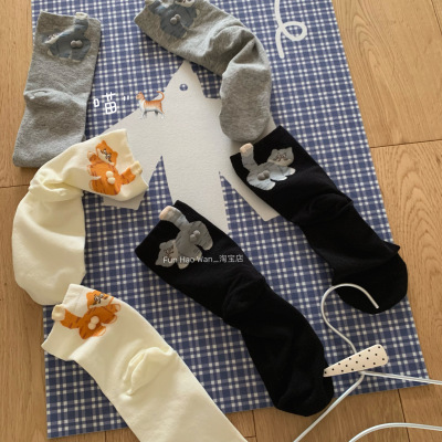 喵”你的小猫包裹已经送达 可爱猫咪中筒袜女猫猫控 实用基础厚度
