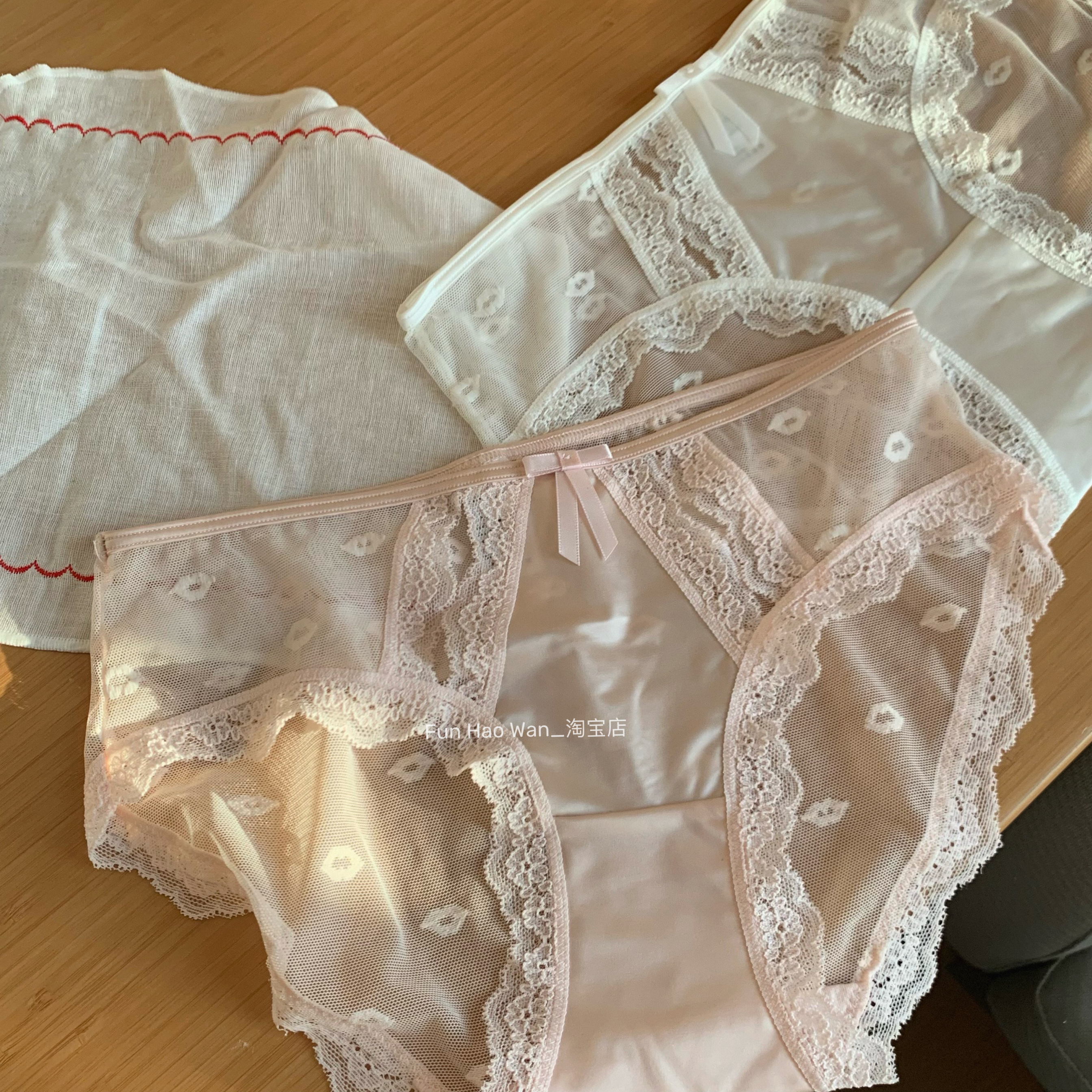 温柔感蕾丝控 夏日透气 小性感低饱和 透视网纱内裤女 棉质底裆