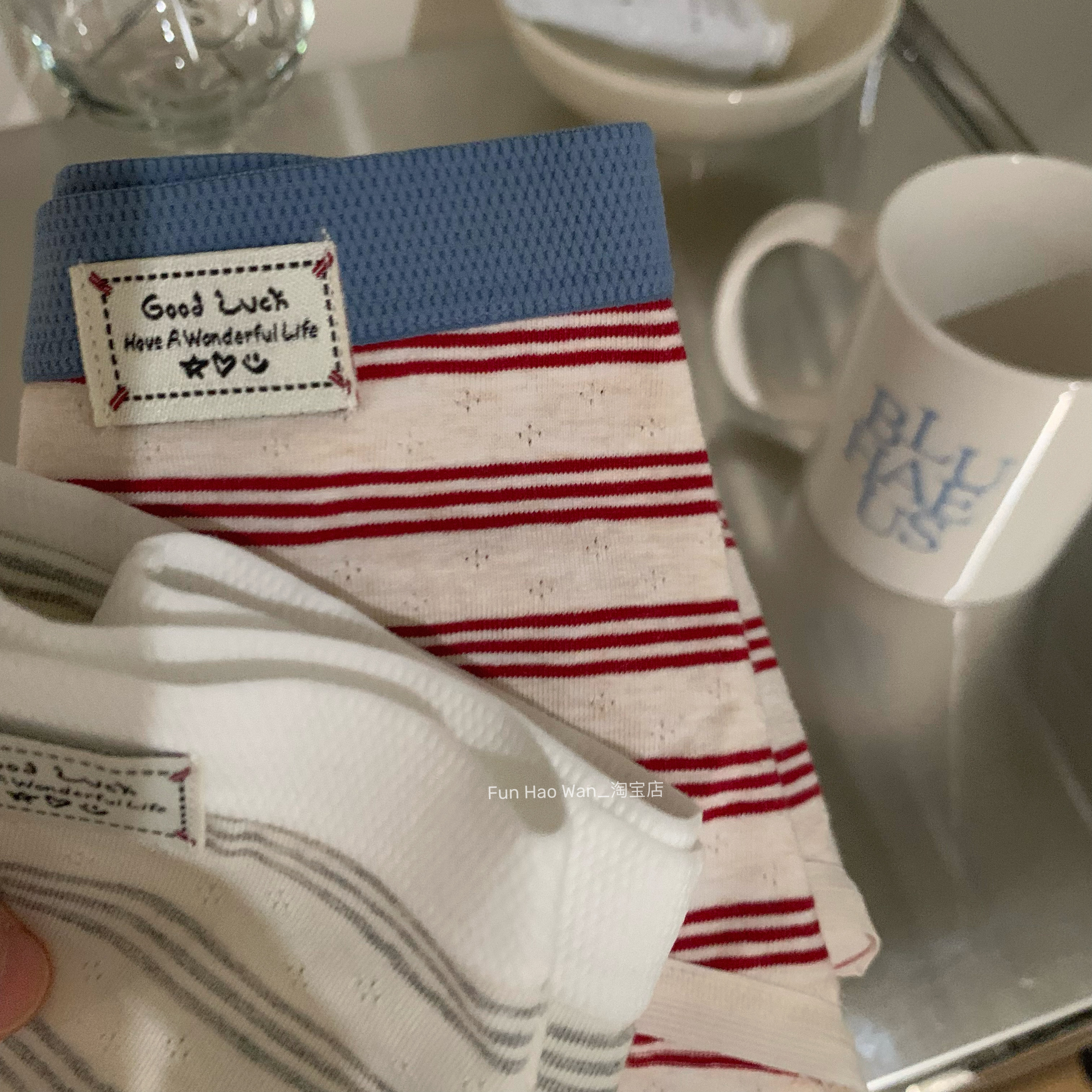 穿不厌～加长裆  韩系小布标 慵懒感条纹内裤女 舒适中腰棉裆高弹