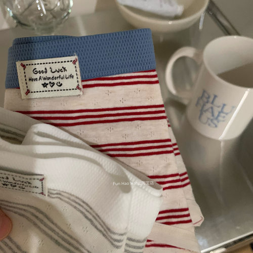 穿不厌～加长裆  韩系小布标 慵懒感条纹内裤女 舒适中腰棉裆高弹