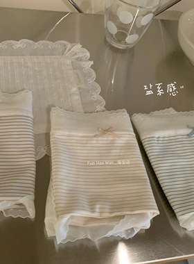 盐系感～90s长绒棉 软软蕾丝边 穿不厌条纹内裤 大PP放心入中腰女