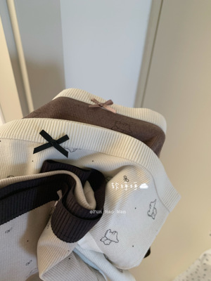 软软磨毛咖色系小狗～加长裆部  可爱软糯糯系列中腰内裤女