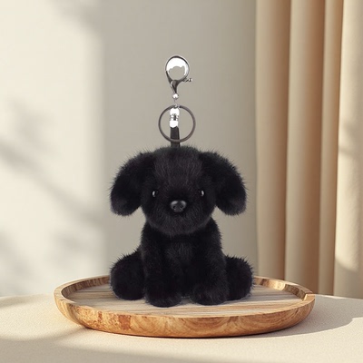 黑色拉布拉多钥匙扣书包挂件女生公仔可爱玩偶毛绒包包挂饰小黑狗