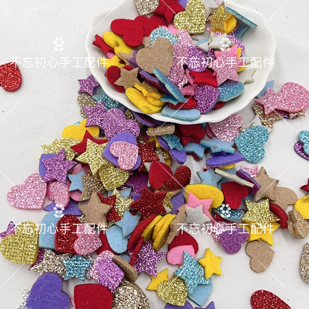 无纺布闪粉五角星爱心diy