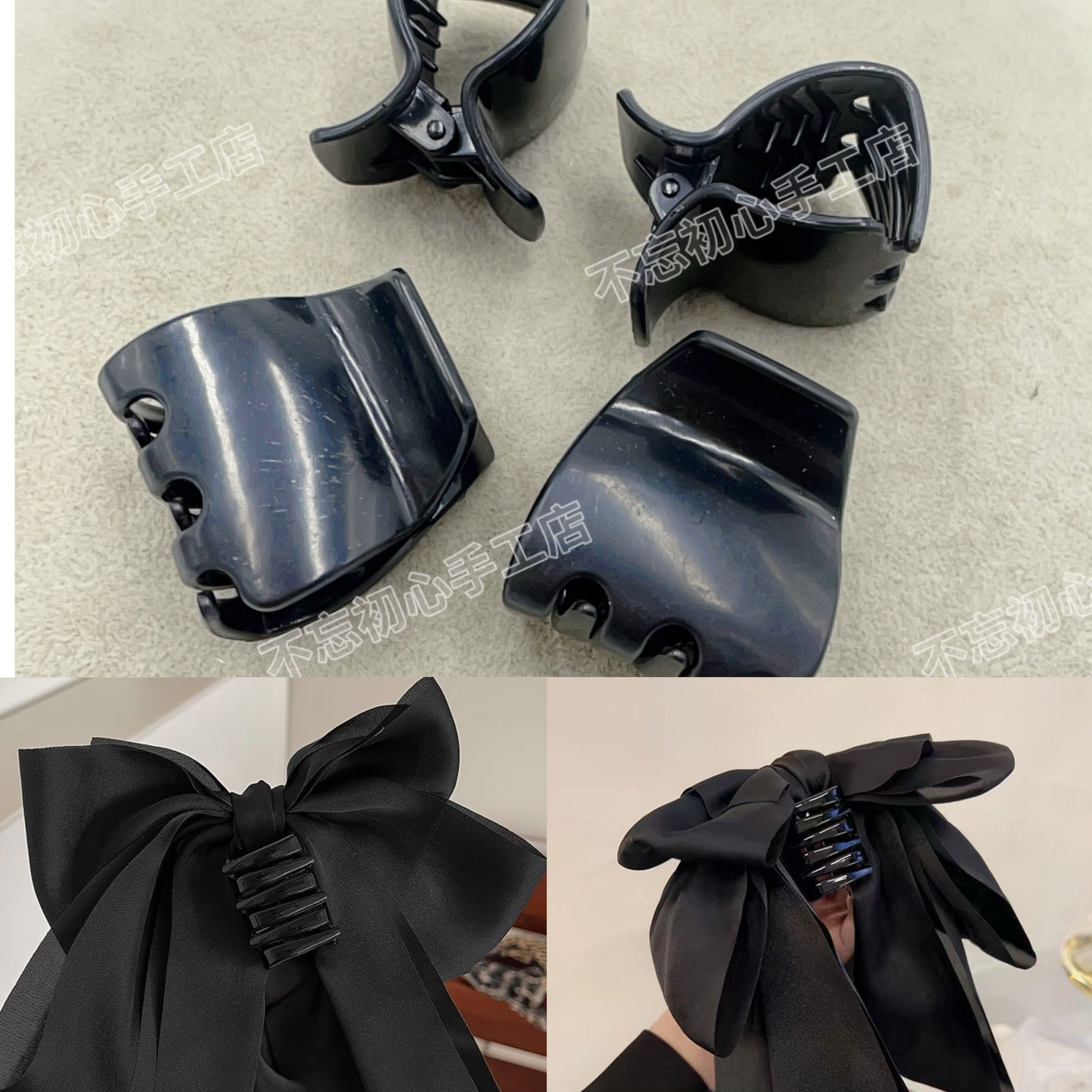 4cm黑色抓夹竖夹DIY手工蝴蝶结南瓜抓夹材料配件发抓后脑勺马尾夹图片