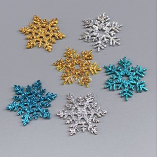 圣诞树装饰闪粉雪花片DIY手工发饰头饰材料配件花环挂件礼物