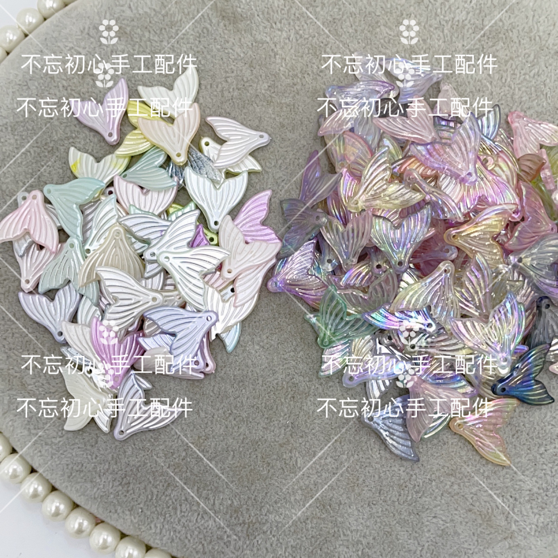 20MM幻彩渐变鱼尾手工制作古风头饰发簪饰品配件DIY发夹吊坠材料