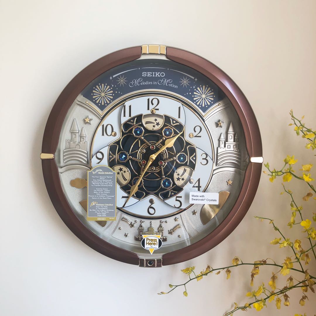 seiko施华洛北欧风qxm378b静音钟