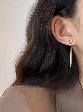 设计感个性夸张长款金属耳环轻奢精致小众气质时尚耳饰2024新款潮